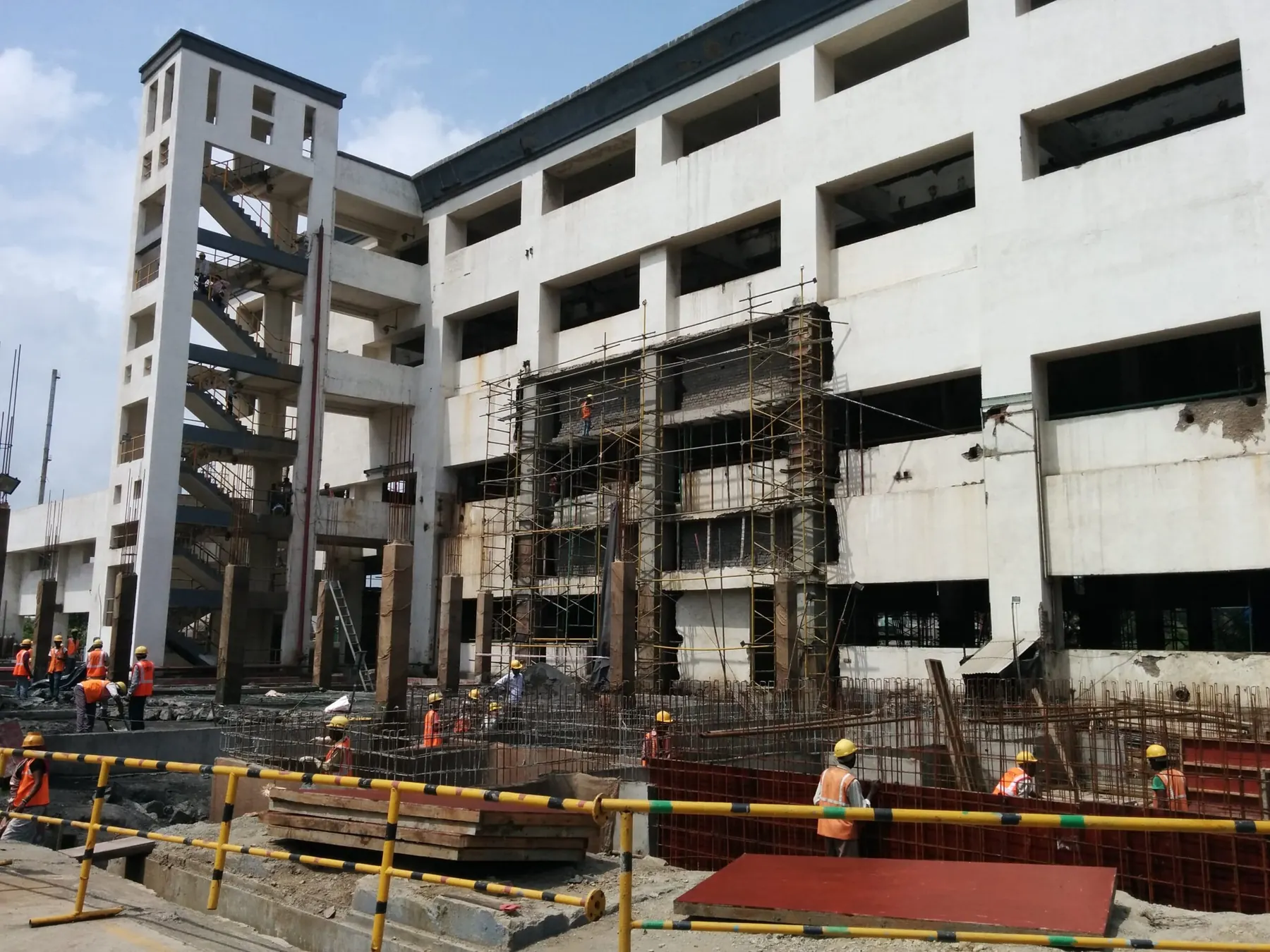 RCC building under construction with scaffolding